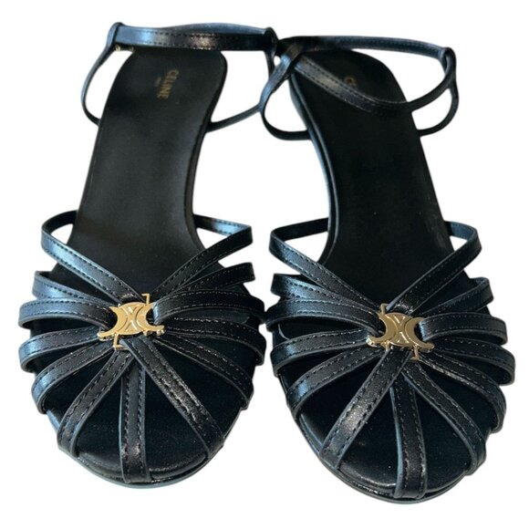 Womens Size EU 36 Pumps Heels Sandals in Leather Black - Picture 1 of 8